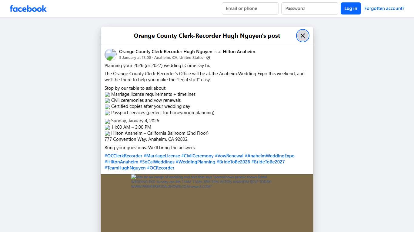 Planning your... - Orange County Clerk-Recorder Hugh Nguyen Facebook