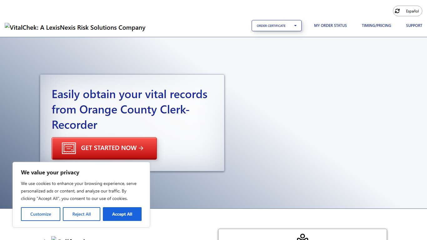 Orange County Clerk-Recorder (CA) Order Certificates - VitalChek